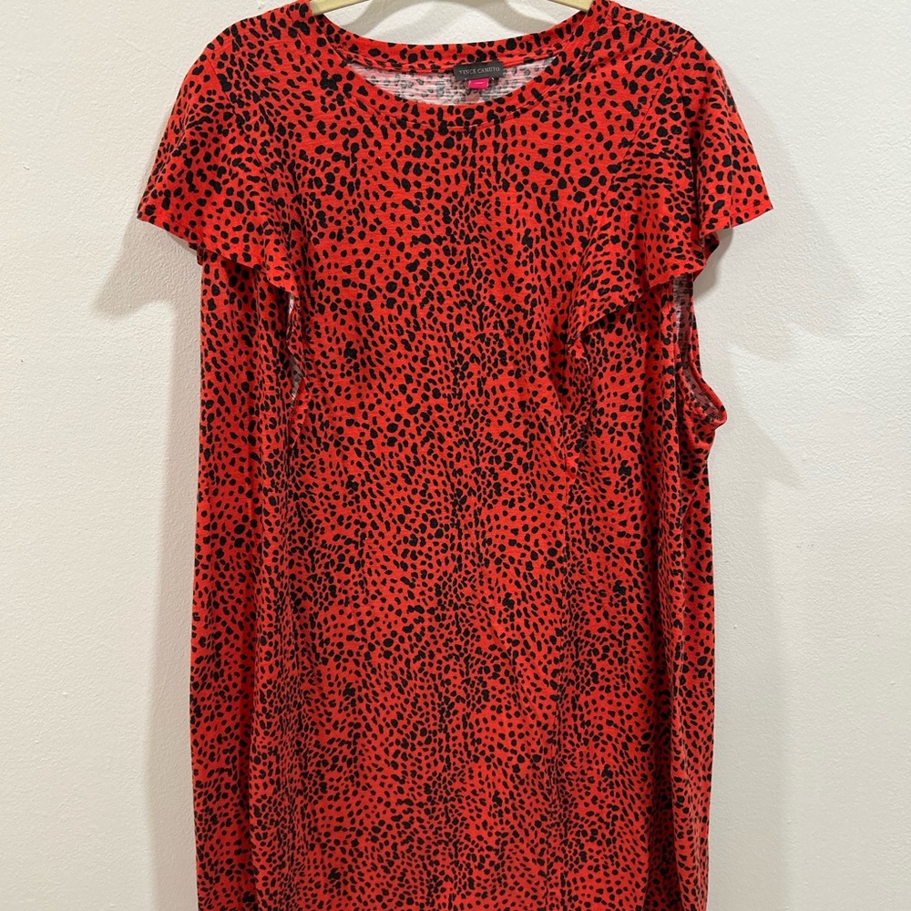 Vince Camuto Red and Black Animal Print Dress